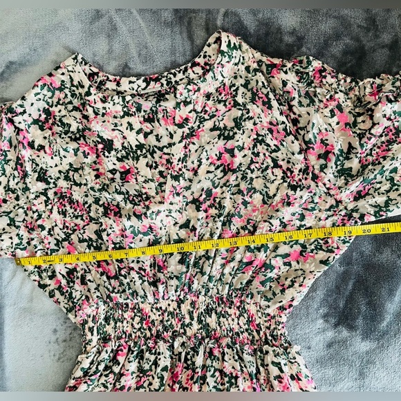 ELIE TAHARI Abstract Floral Tiered Maxi Dress Medium Pink Green Long Sleeve Glam - Picture 10 of 15